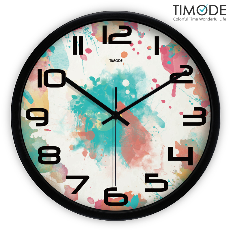 timode优时静音挂钟创意艺术时尚钟表 色彩斑斓设计新颖石英时钟