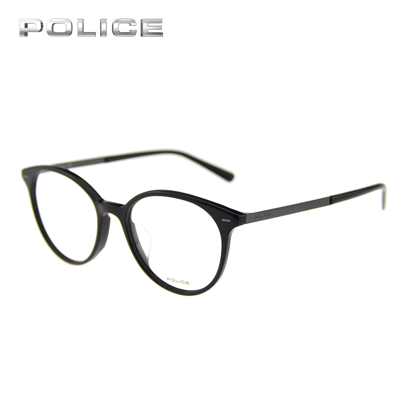 POLICE新品光学眼镜架男女款复古圆形可配近视金属眼镜框VPL126K