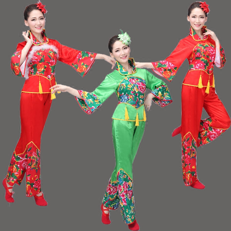 东北民族秧歌服舞蹈演出服中老年新款冬季广场扇子舞腰鼓表演服装