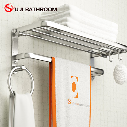 欧吉太空铝浴巾架卫生间毛巾架浴室毛巾杆双层洗手间置物架壁挂