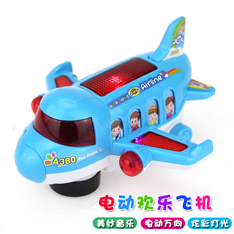 儿童电动卡通小飞机玩具 电动万向轮飞机客机 宝宝玩具音乐小飞机