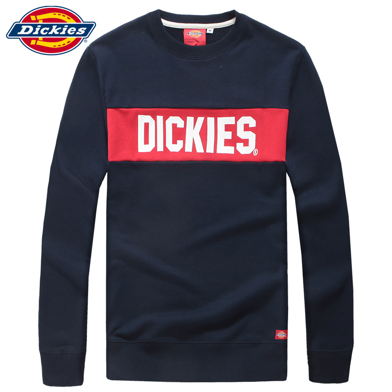 Dickies17春夏新款卫衣 毛圈布撞色拼接印花圆领男上衣171M30EC01