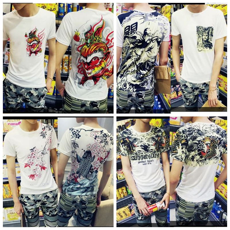 夏季短袖T恤9.9包邮男装韩版修身初中学生3D个性印花半袖9块批发