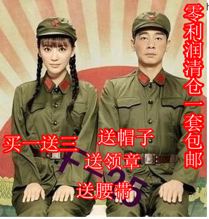 特价红军服装老军装文革主体演出服红卫兵情侣装军绿色套装表演服