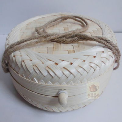 越南进口手工竹编小篓竹萝筐普洱茶包装 七子饼 竹编包装盒