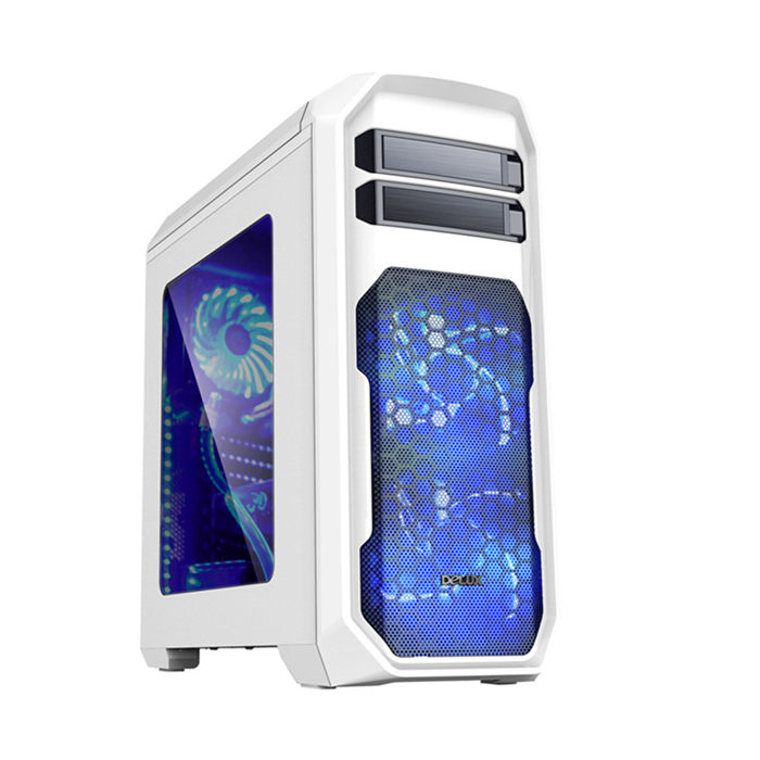 Delux多彩正品机箱黑色/白色ME900侧透可水冷背线USB3.0 可加风扇