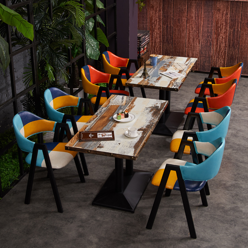 奶茶店桌椅组合 简约清新休闲2人甜品店西餐厅酒吧咖啡厅小方桌