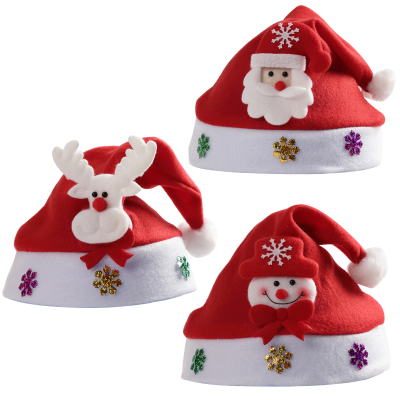 圣诞节帽子 圣诞老人帽 圣诞帽圣诞儿童帽子 成人圣诞帽 发光帽