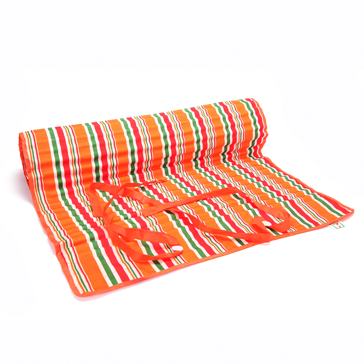 美国7天定制橘色条纹珍珠棉折叠便携野餐垫沙滩垫原装户外防潮垫
