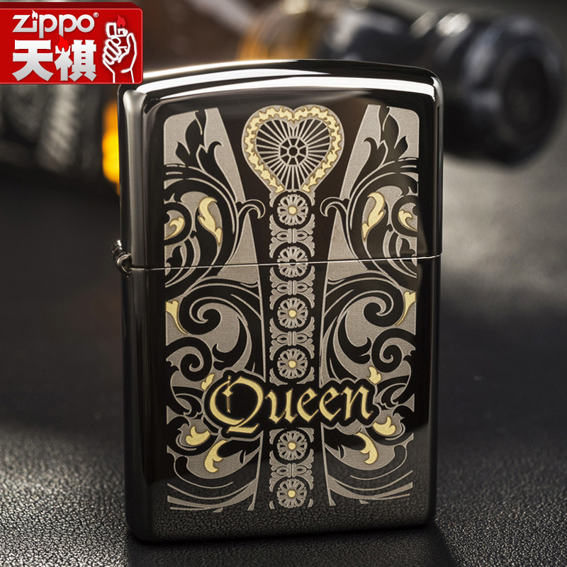 原装zippo打火机正品 黑冰镜面 创意个性 国王/女王 专柜正版限量