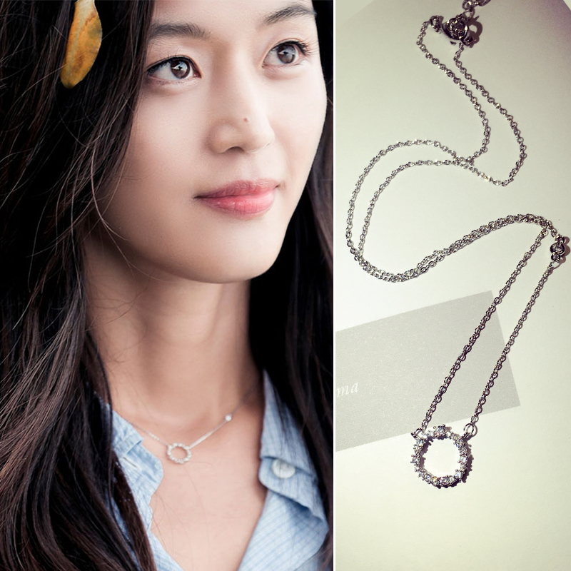 韩版精致简约气质项链女水钻锆石蓝色大号的传说锁骨链颈链首饰品