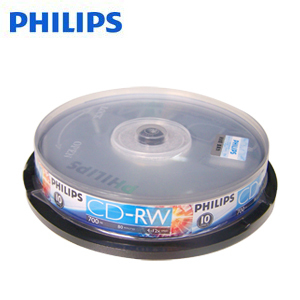正品飞利浦 CD-RW12X刻录光盘可擦写重复用空白光碟cd-r盘700m