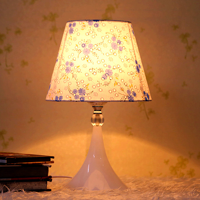 卧室床头台灯现代中式台灯调光创意台灯田园水晶台灯韩式日式台灯