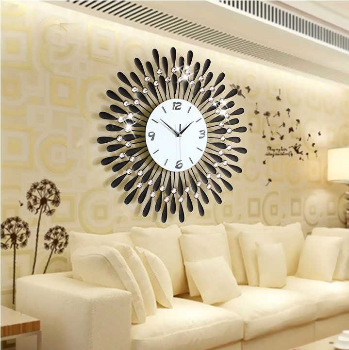 久久达 欧式客厅挂钟 现代创意钟表镶钻装饰时钟静音挂表石英钟大