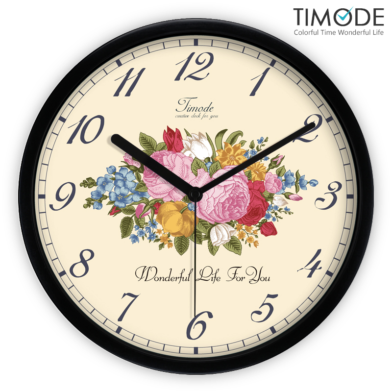 优时钟表挂钟客厅欧式创意现代时钟石英钟表挂表卧室静音田园壁钟