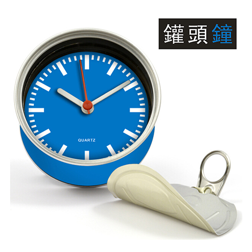 创意台钟/磁铁冰箱贴时钟/蓝色设计/个性挂钟/简约纯色罐头钟座钟