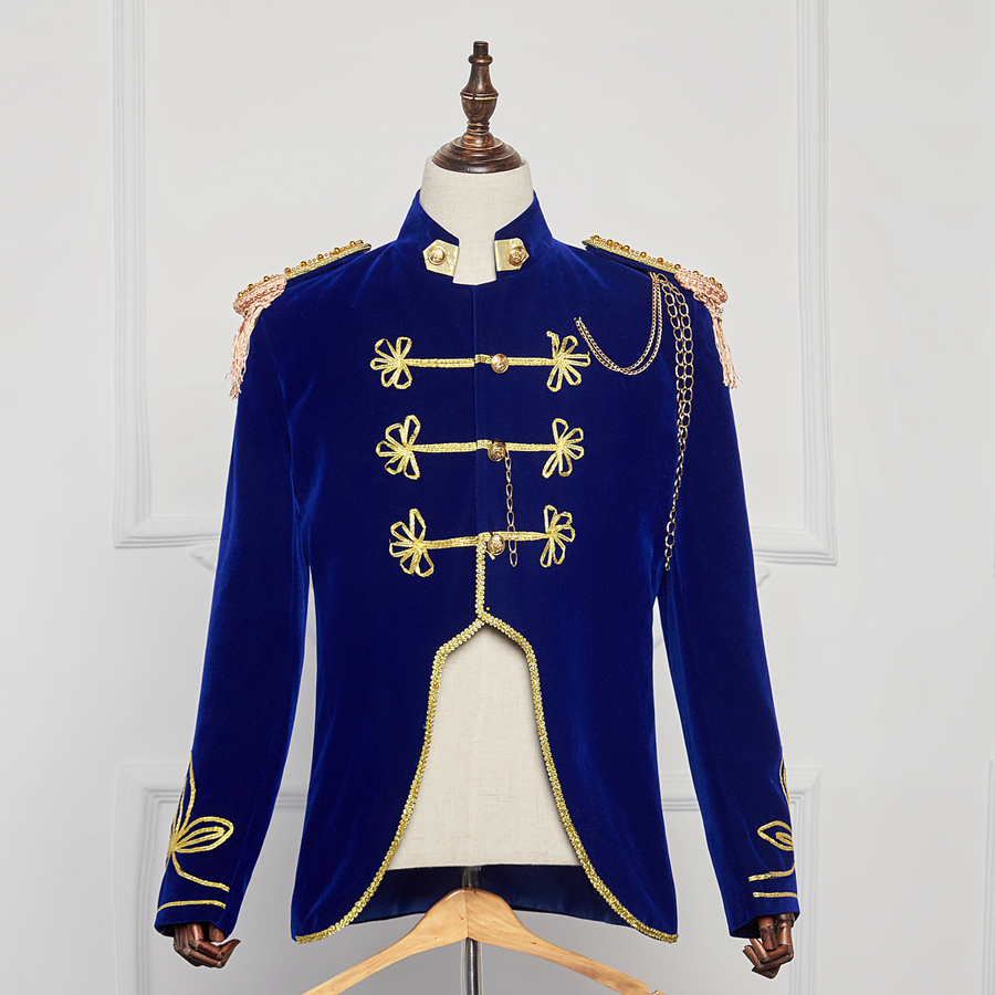新款欧洲蓝色男装宫廷服装将军大帅服装话剧演出服王子卫兵英国