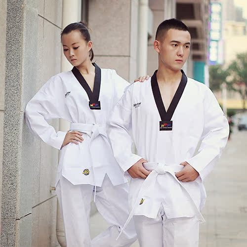 [Kwon]拳牌正品成人儿童跆拳道服条纹跆拳道训练服装包邮