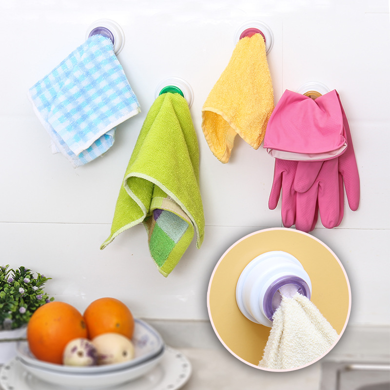 惊爆自主桔色创意洗碗 夹子巾粘挂钩多用绿色毛巾抹布懒人紫色