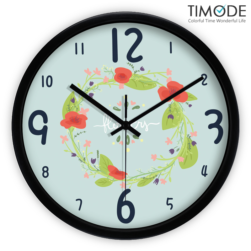 timode优时挂钟 静音艺术花纹客厅装饰钟表 田园创意石英钟