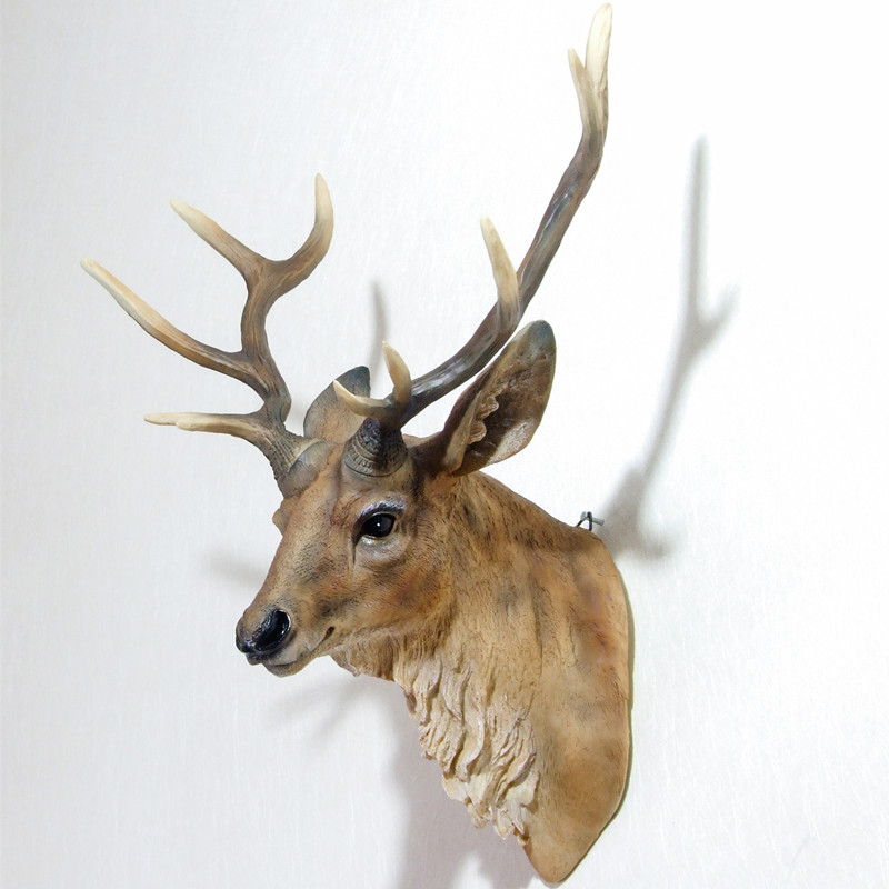 欧式仿真麋鹿头壁饰壁挂件标本装饰品摆件动物树脂工艺品墙饰