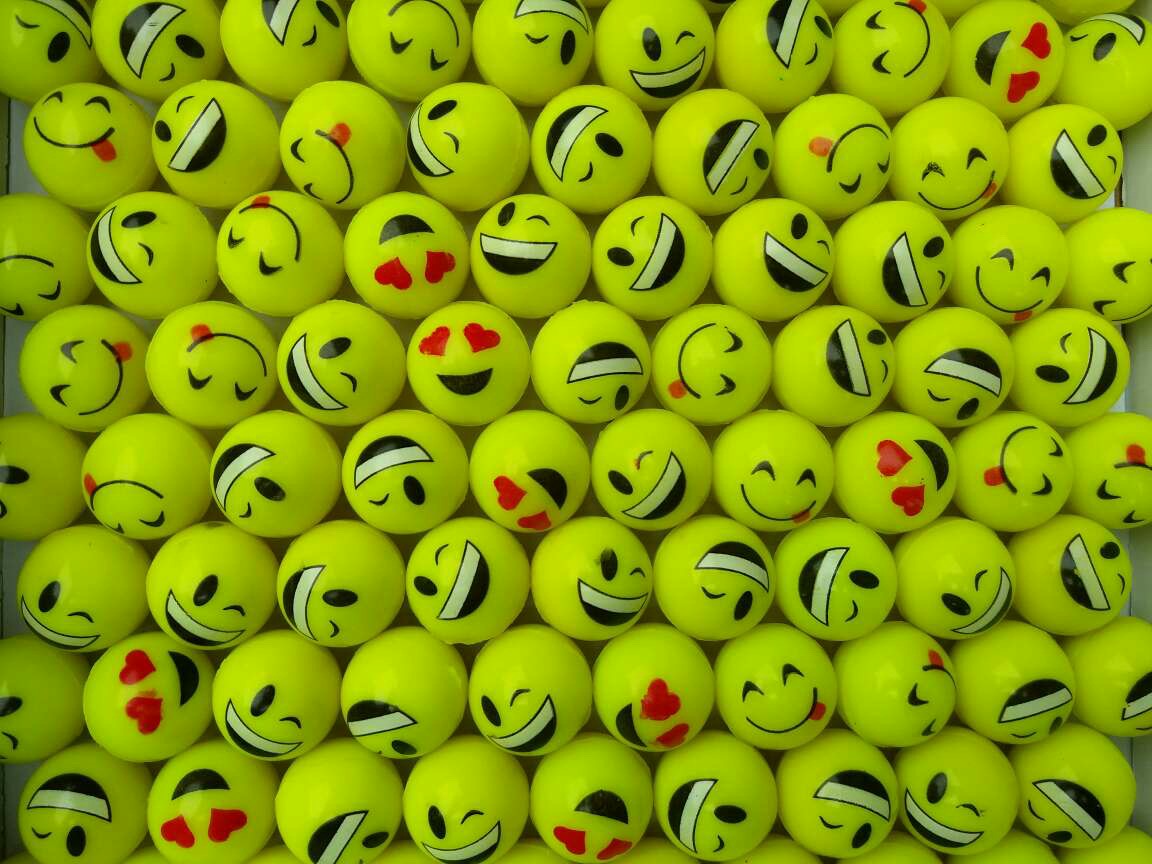 32号弹力球（黄色笑脸）弹力球机扭蛋机用弹力球弹球弹跳球橡胶球
