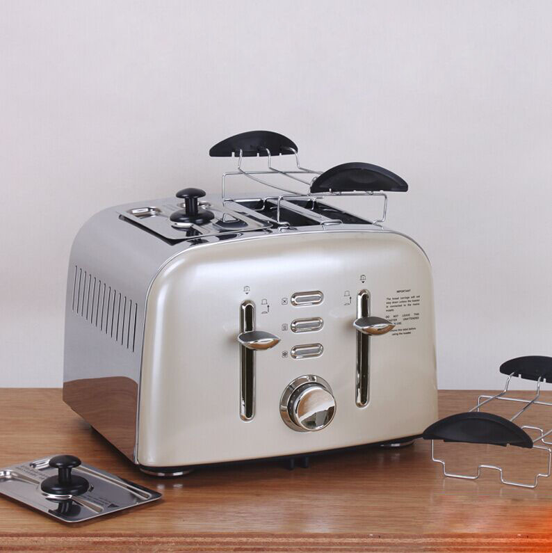 出口英国多士炉食品级不锈钢吐司机 烤面包片机家用全自动2或4片