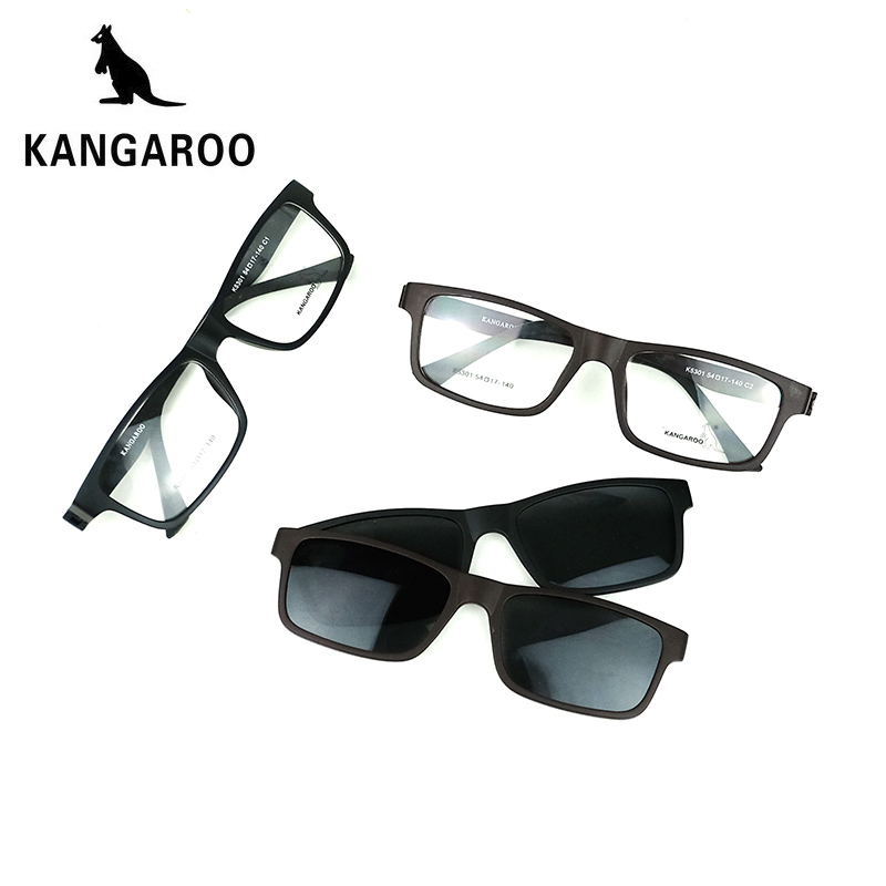 袋鼠K5301板材近视眼镜框架 偏光太阳镜夹片 多功能 潮轻盈套镜