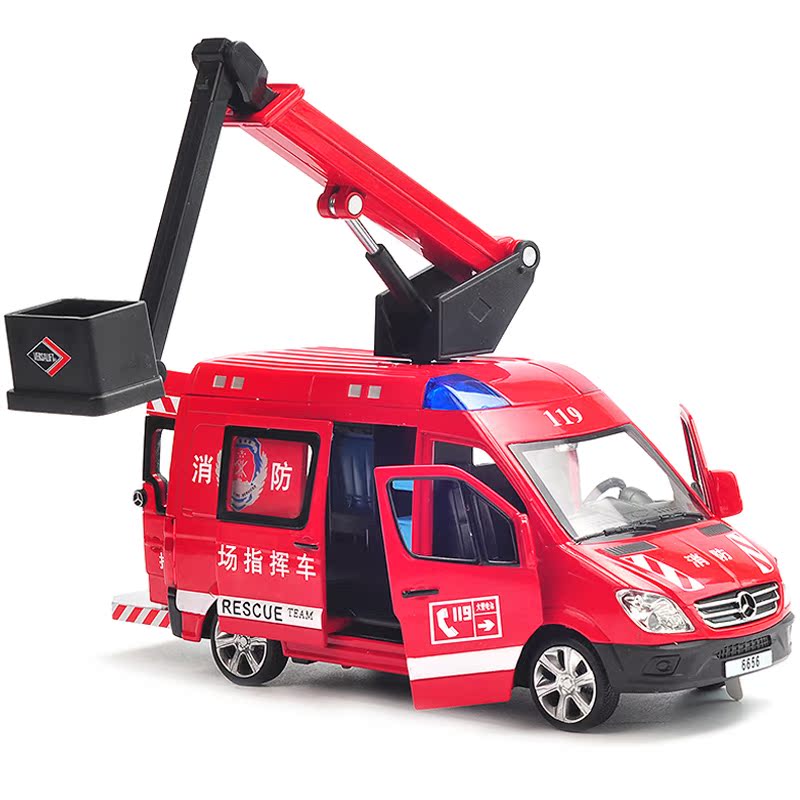 合金120救护车110警车模型 消防救援车声光面包车儿童玩具回力车
