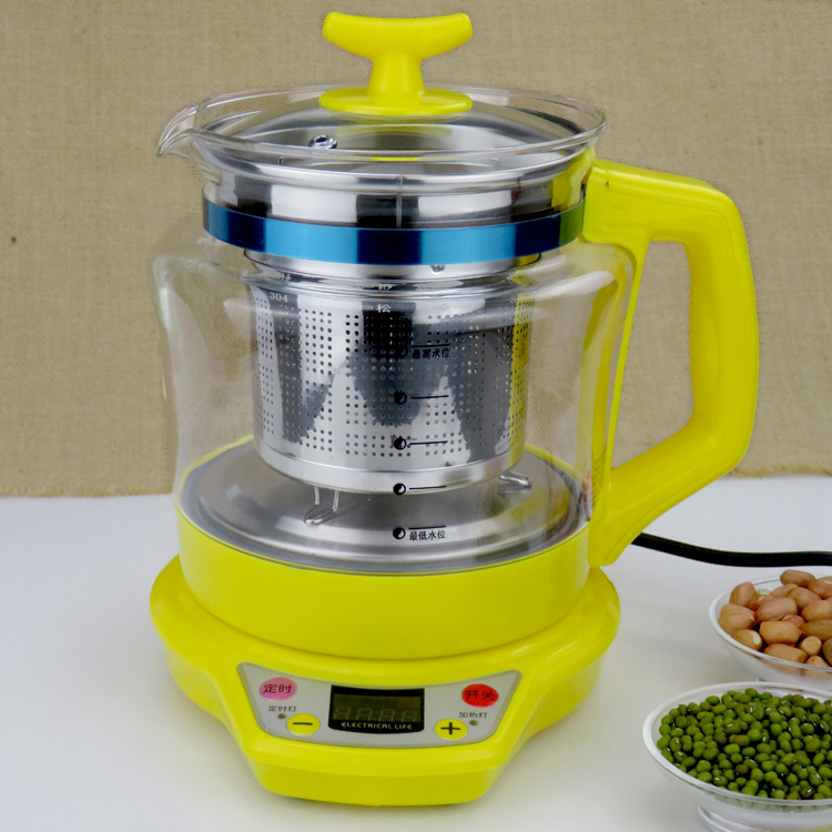 玻璃养生壶分体式电热煲汤煮茶煎药健康环保全自动定时2L黄色特价