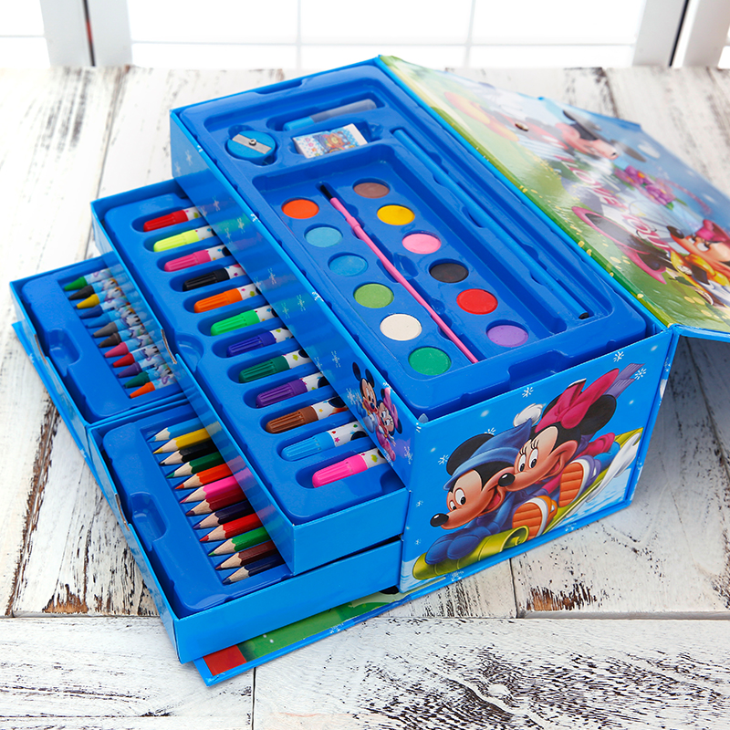 迪士尼彩笔套装画笔礼盒水杯涂鸦绘画笔手提幼儿彩笔儿童礼品文具