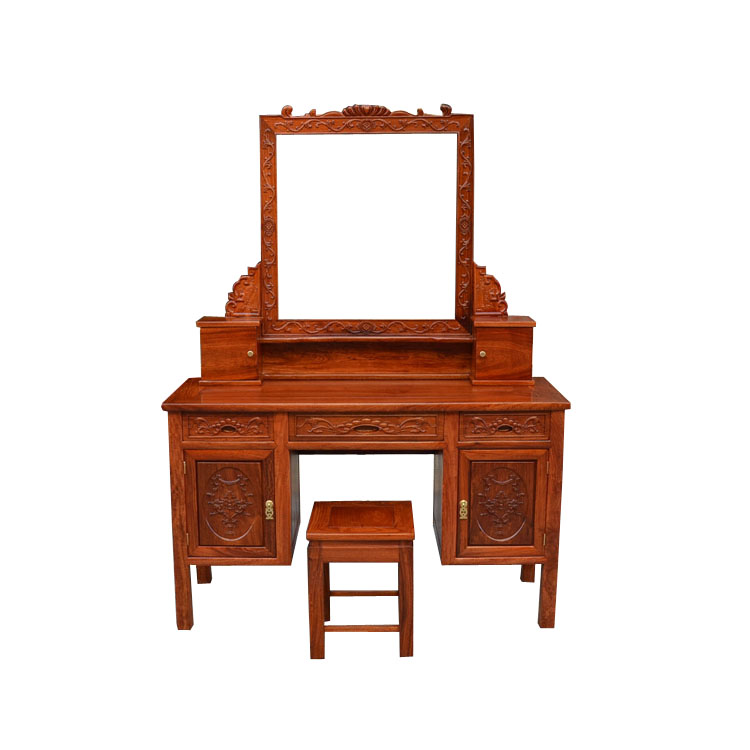 正宗缅甸花梨大果紫檀梳妆化妆台写字桌加厚精品榫卯结构红木家具