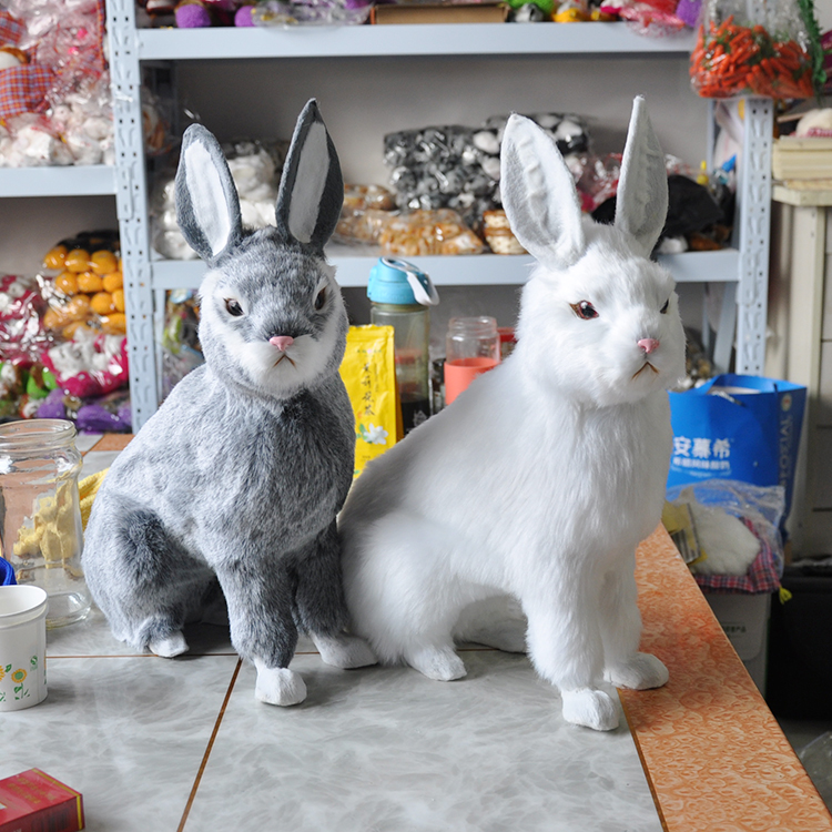真皮毛仿真兔子客厅玩具兔家庭装饰拍摄道具朋友礼品生日礼物包邮