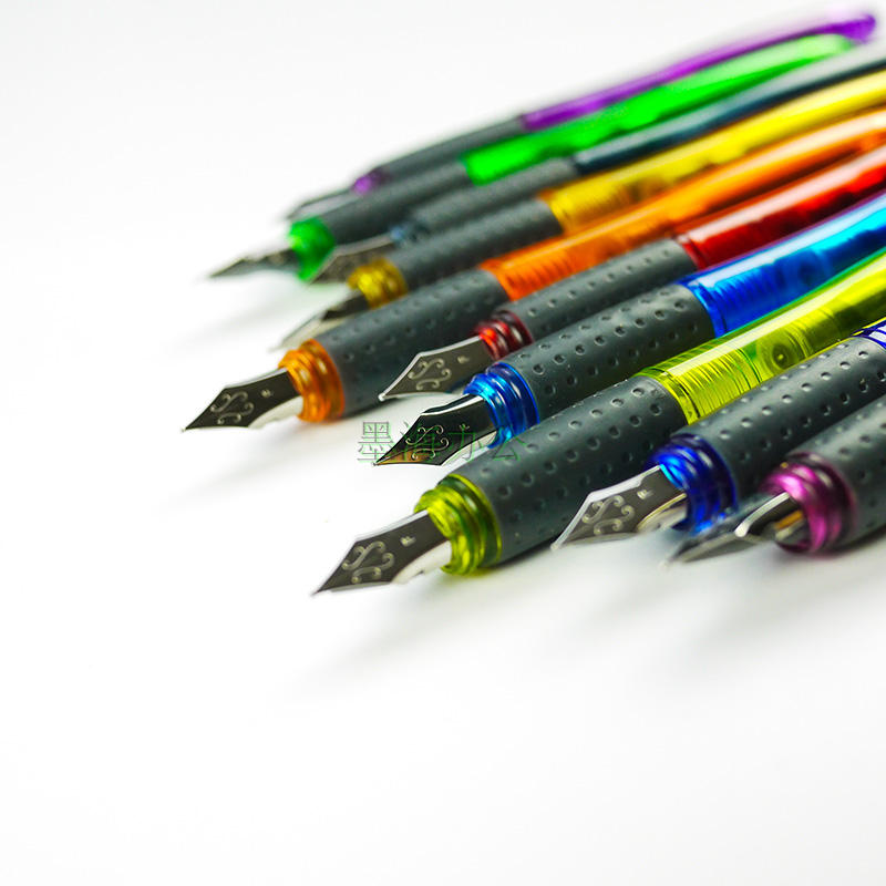 包邮 慕娜美OLIKA透明杆彩色钢笔 学生用练字书法涂鸦办公签字笔