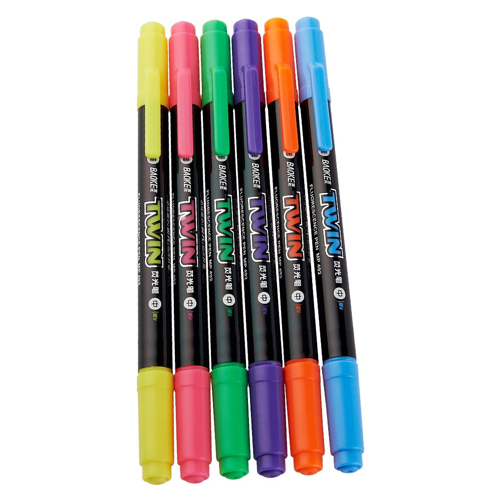 宝克 MP492 荧光笔 广告荧光笔  双头彩色荧光笔多彩水性笔