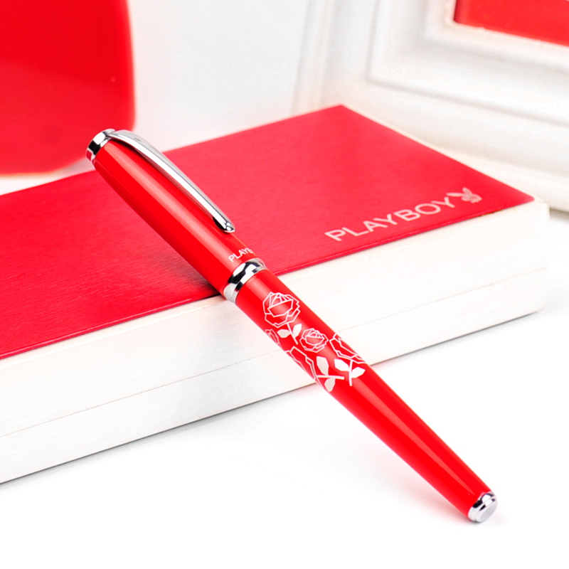 情人节礼品物花花公子玫瑰人生伴侣女士钢笔签字大红色宝珠笔包邮