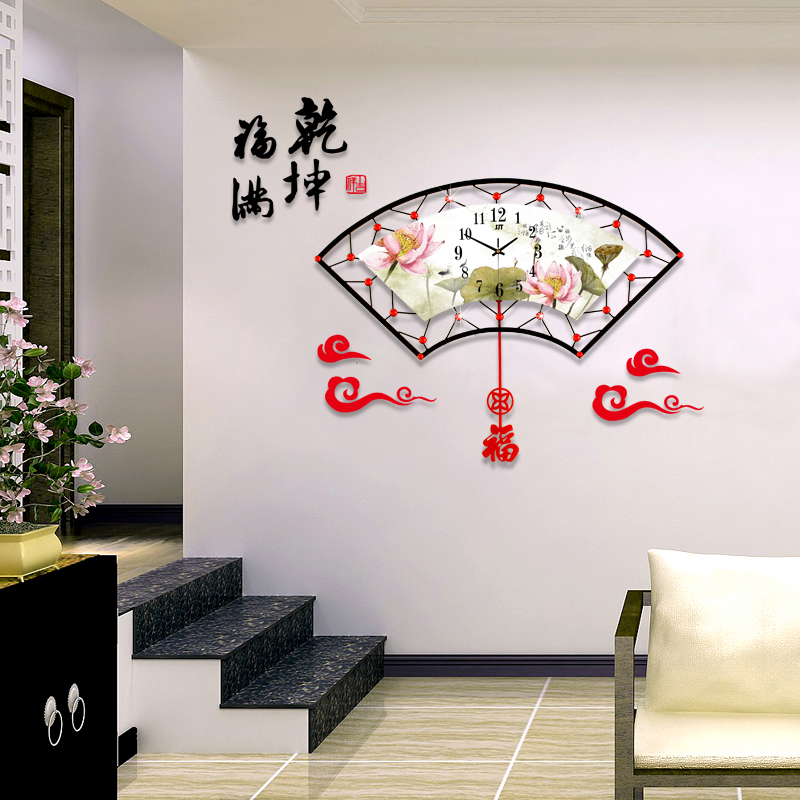 钟表挂钟客厅中式现代简约创意中国风摆时钟时尚欧式静音石英钟大
