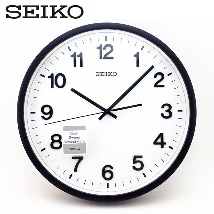 全国联保SEIKO日本精工静音12寸挂钟客厅卧室简约黑白圆形QXA640