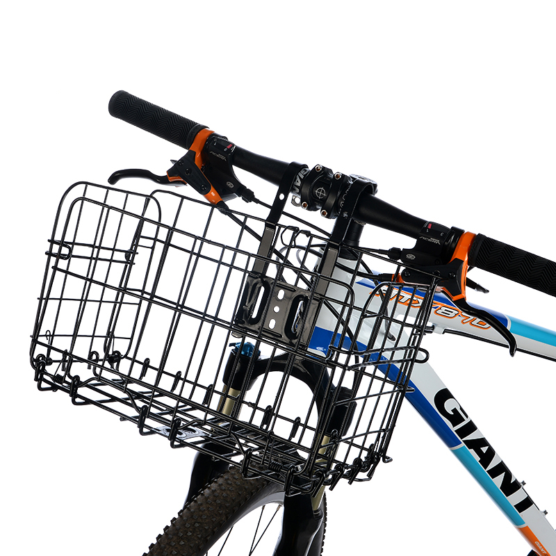 自行车车篮前车筐后货架菜篮子宠物筐加粗钢丝加大方口后挂可折叠