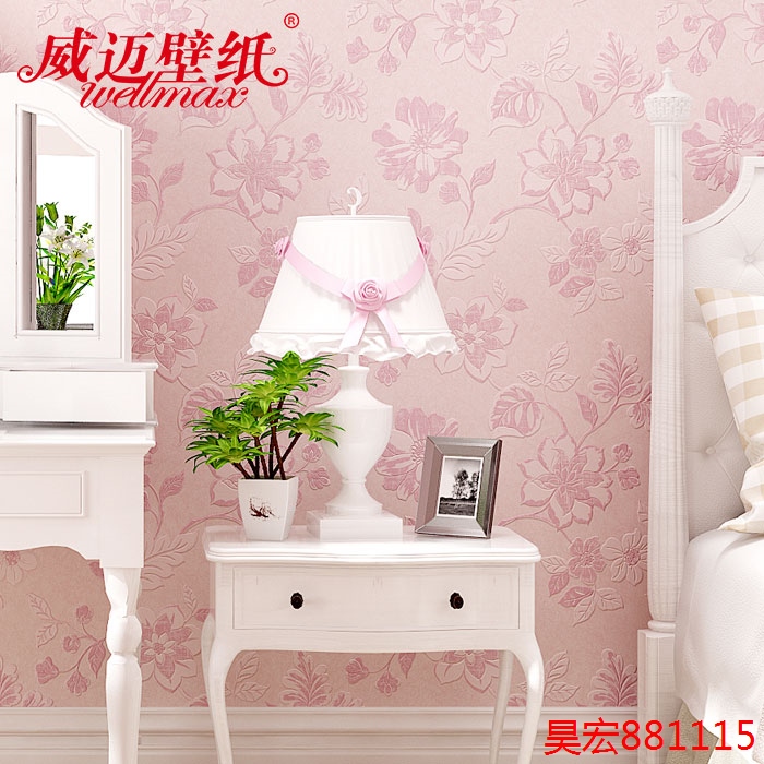 威迈欧式田园墙纸无纺布立体3d韩式清新卧室客厅背景壁纸温馨浪漫