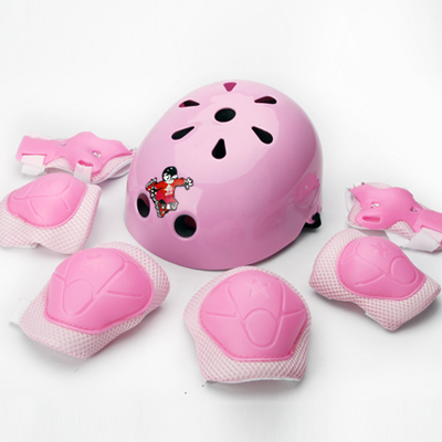 男女儿童安全轮滑头盔 滑板旱冰溜冰鞋护具套装 自行车护膝7件套