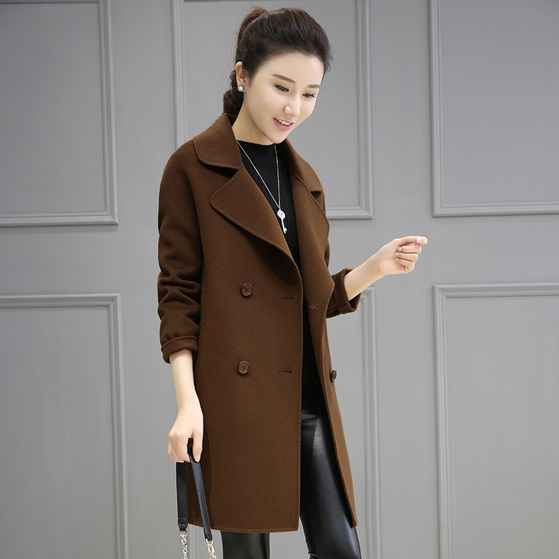 【天天特价】新款韩版茧型毛呢外套女中长款宽松显瘦呢子大衣女装