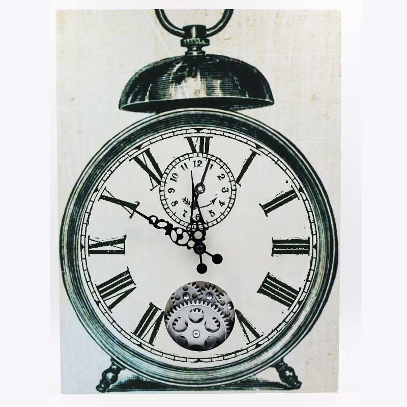 欧式客厅仿古木板齿轮挂钟罗马机械钟表齿轮装饰钟餐厅复古挂钟