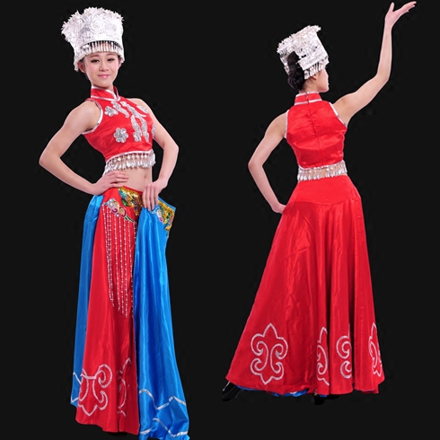 晴焱晴焱订做苗族红叶组合两面裙服装民族风舞台装女演出服M-016