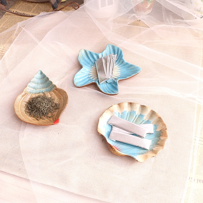 创意地中海风格陶瓷果盘海星海贝海螺小碟子小盘子肥皂盒装饰摆件