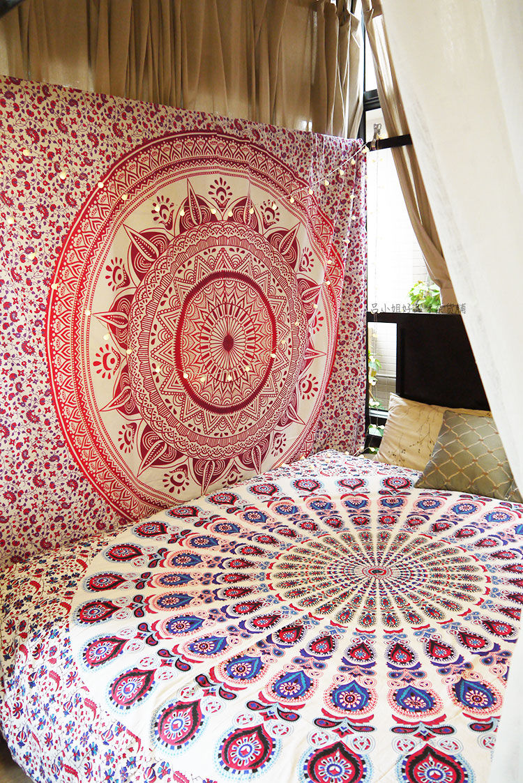 Mandala曼达拉印度手工雪花飞舞挂毯定制壁毯卧室客厅装饰画布艺