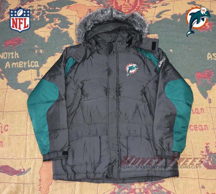 Miami Dolphins迈阿密海豚队运动外套羽绒服绝版NFL橄榄球棉大衣