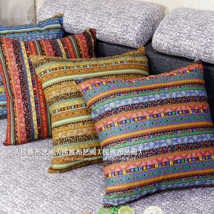 特价沙发靠垫靠背抱枕套东南亚泰国风棉麻布艺欧式床头车枕装饰套