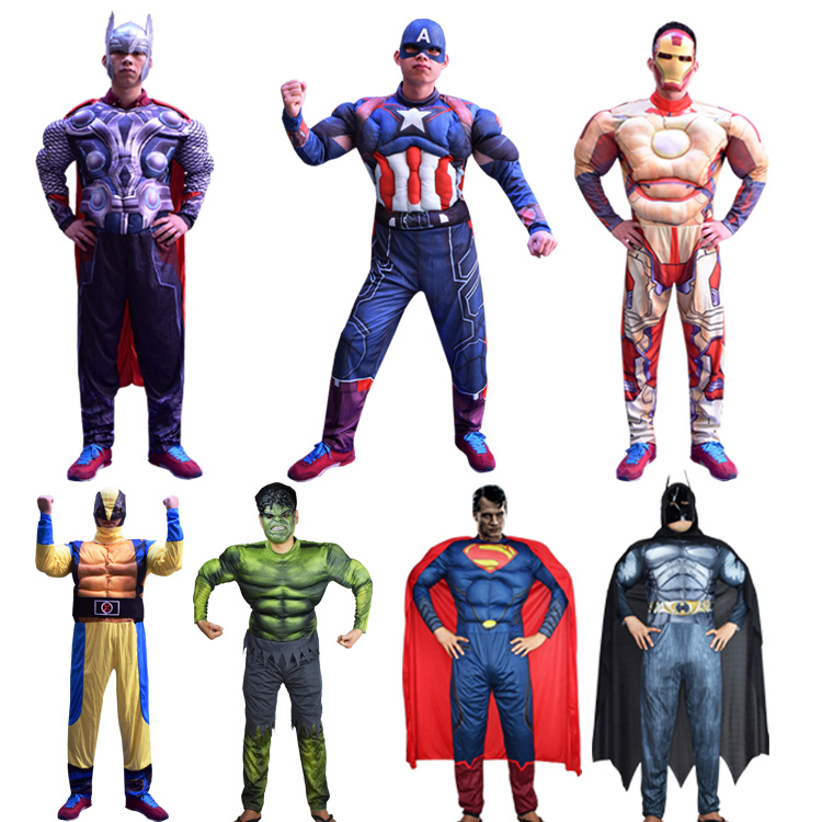 成人绿巨人肌肉美国队长雷神蜘蛛侠钢铁侠魔兽死侍衣服超人服装