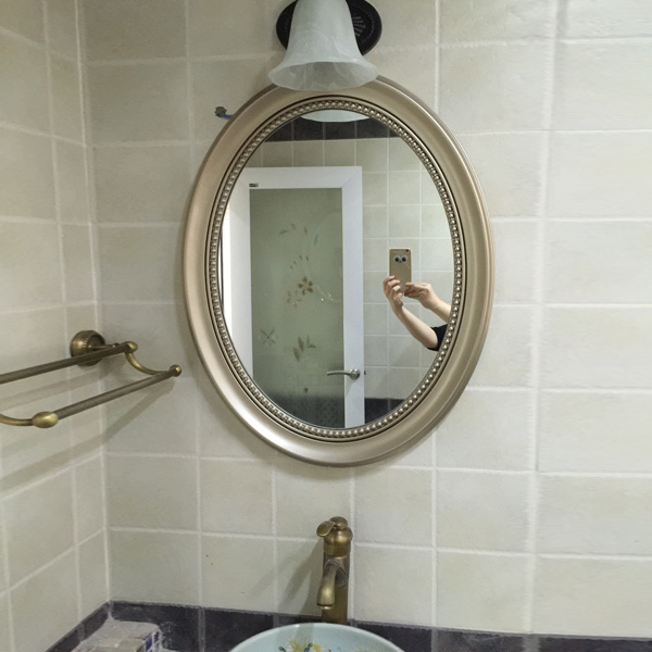 包邮欧式椭圆浴室镜塑料壁挂镜卫生间欧式防水防潮卫浴镜子化妆镜